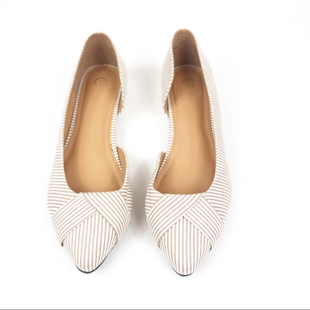 Tan & White Flats W/ Mini Heel - Size 11W - Picture 3 of 8